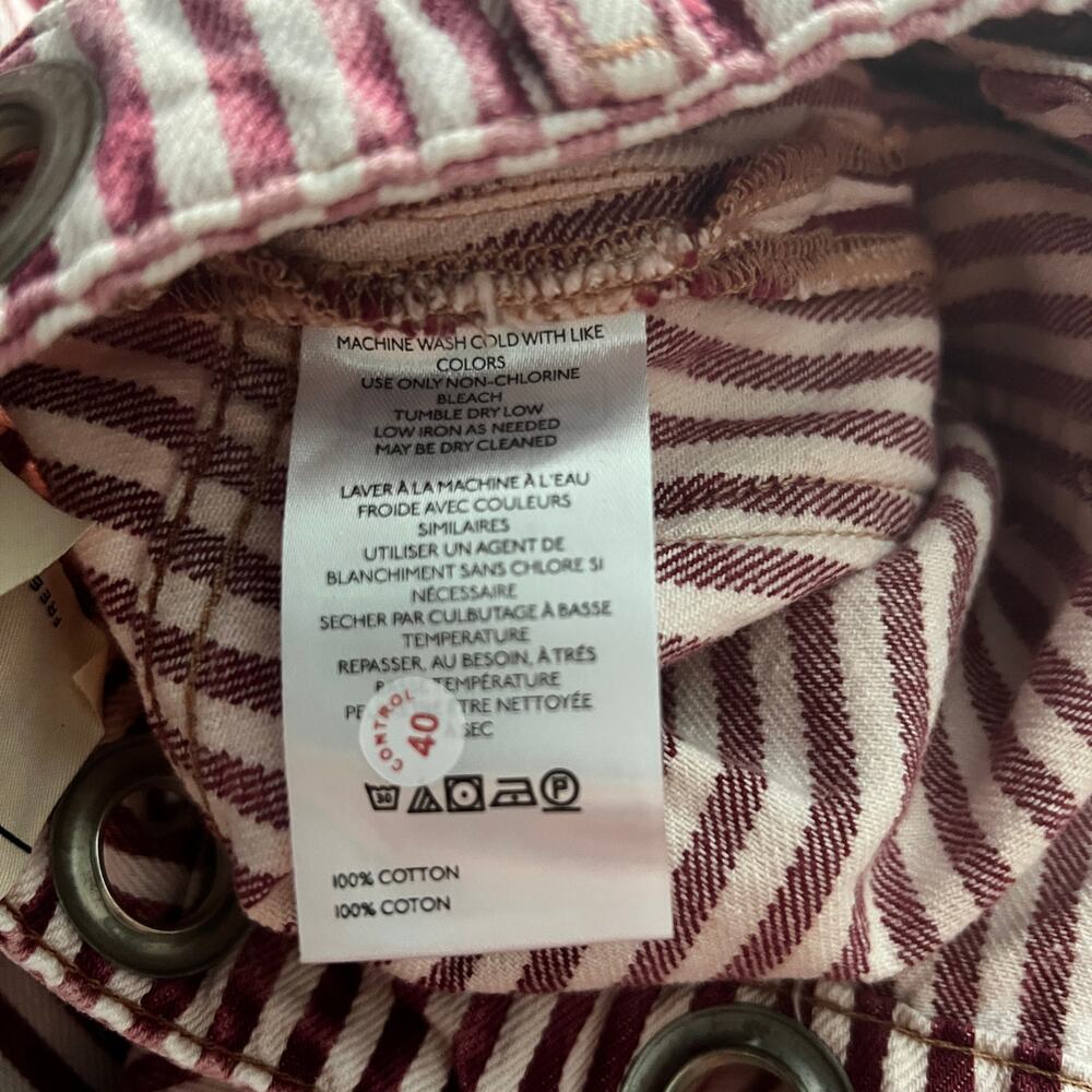 NWT FLAW We The Free Moxie Railroad Stripe Barrel Jeans | Red Berry | Size 30 - Picture 8 of 9